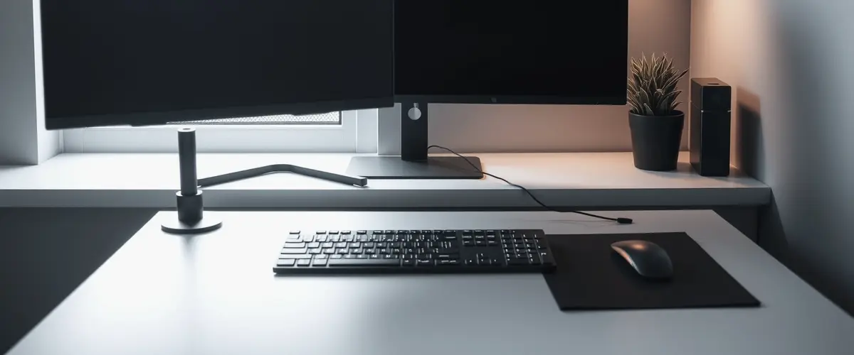 Zwei Büro-Arbeitsplätze mit PC am Fenster