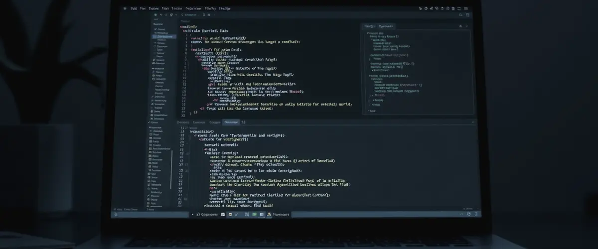 Programmcode auf dunklem Bildschirm