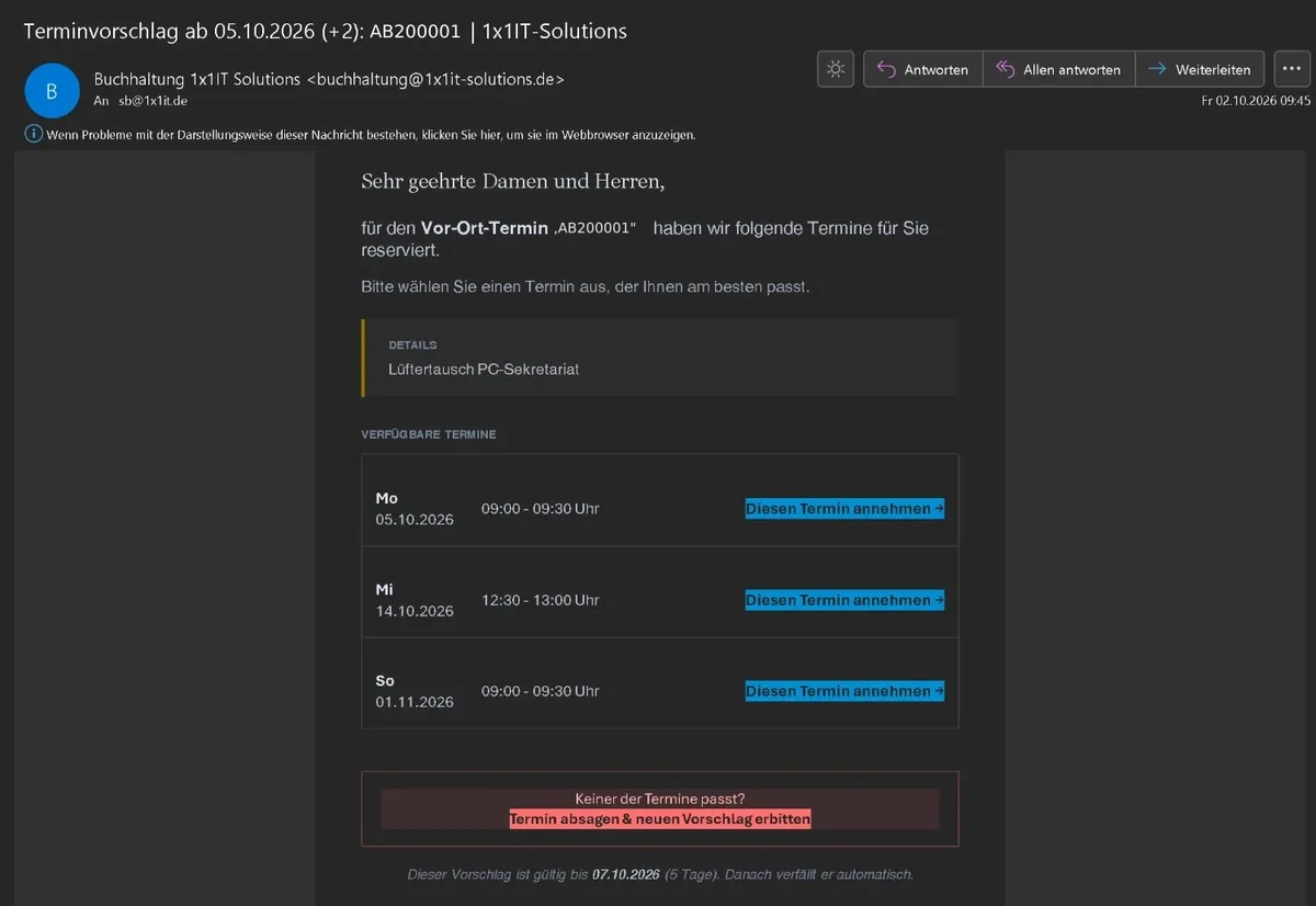 Schritt 26: Der Kunde wählt per Mail