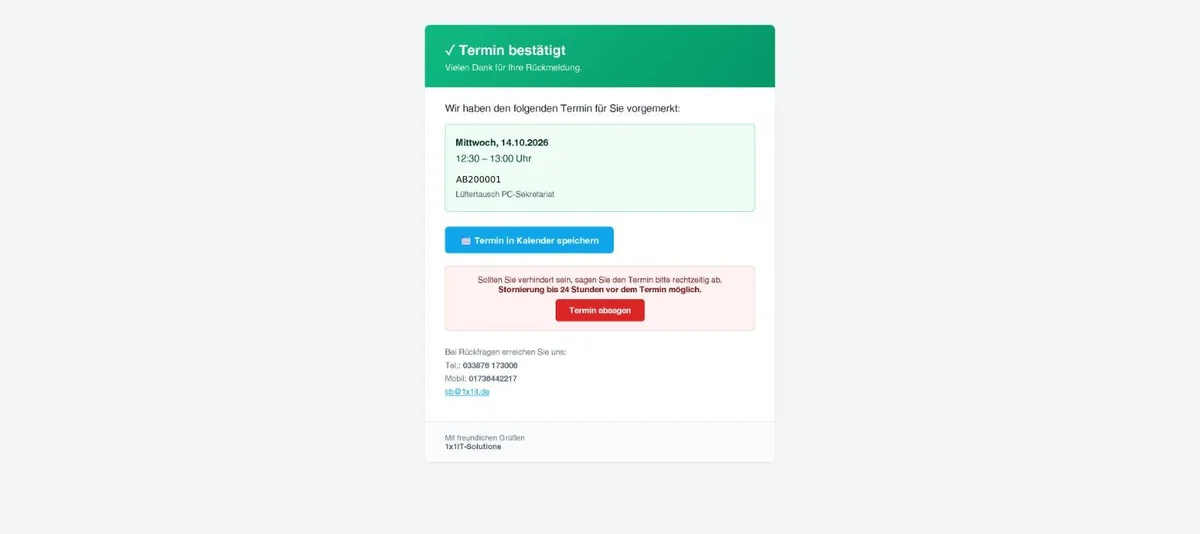 Schritt 27: Termin bestätigt