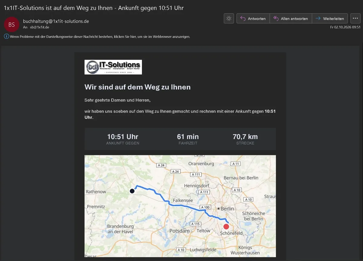 Schritt 30: Der Kunde weiß, wann Sie kommen