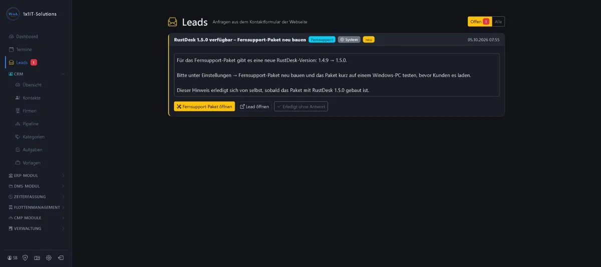 Schritt 1: Hinweis unter „Leads“