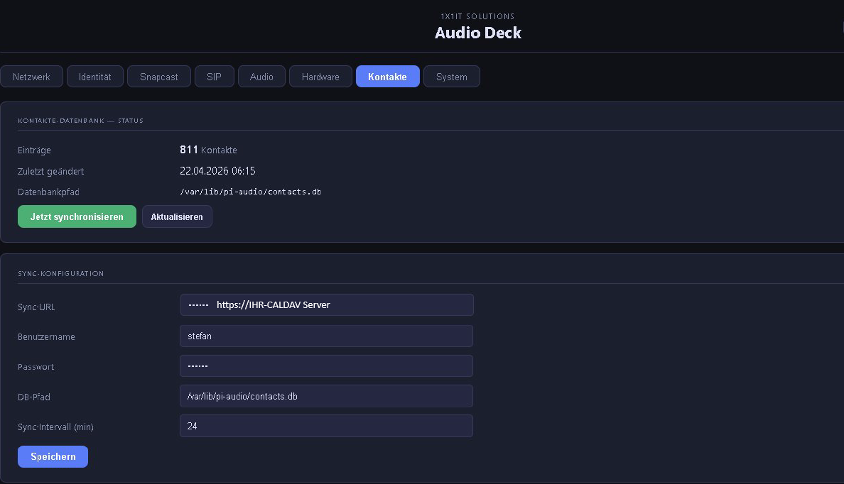 Audio Deck Kontaktsynchronisation mit 811 Einträgen via CardDAV
